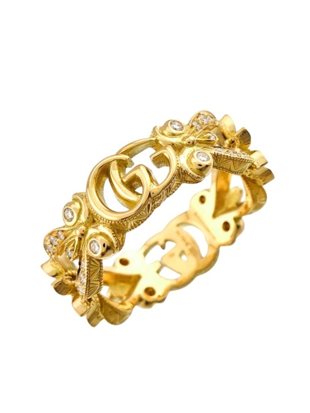 Gucci Flora Ring Diamond 18k YG Yellow Gold